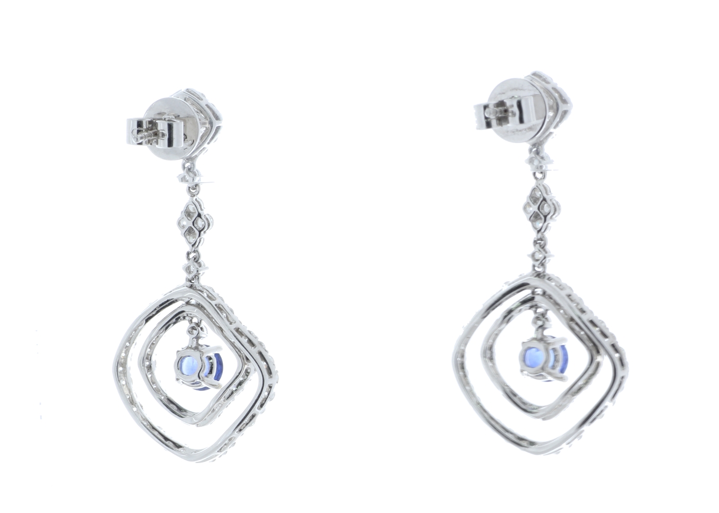 18ct White Gold Diamond And Sapphire Drop Earrings (S1.02) 1.75 Carats - Image 3 of 5
