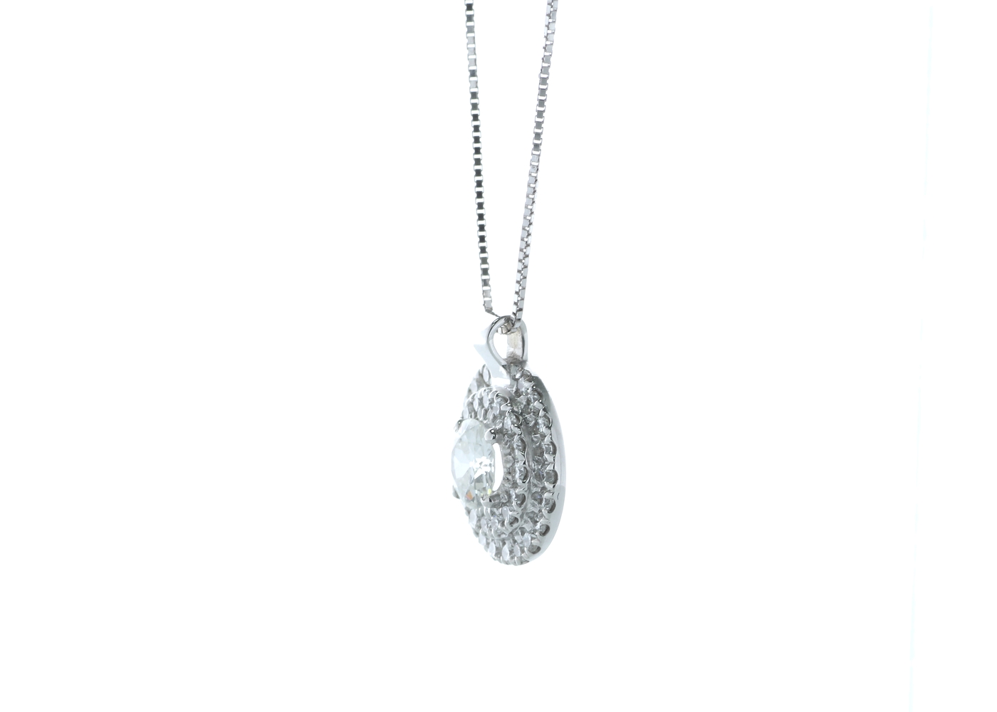 18ct White Gold Double Halo Diamond Pendant 0.75 Carats - Image 2 of 4