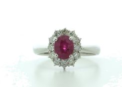 Platinum Diamond And Ruby Ring (R1.10) 0.35 Carats