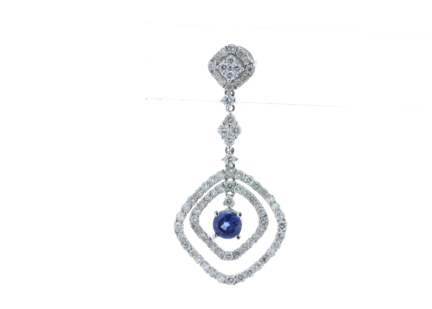 18ct White Gold Diamond And Sapphire Drop Earrings (S1.02) 1.75 Carats - Image 4 of 5