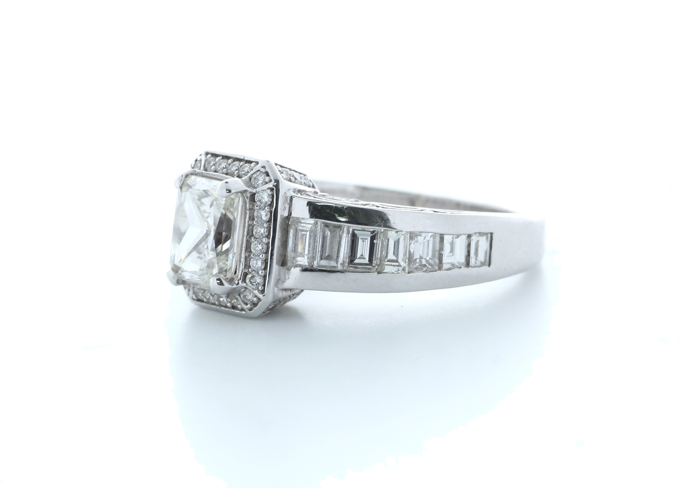 18ct White Gold Flawless Radiant Diamond With Halo Setting Ring 2.17 (0.95) Carats - Image 2 of 5