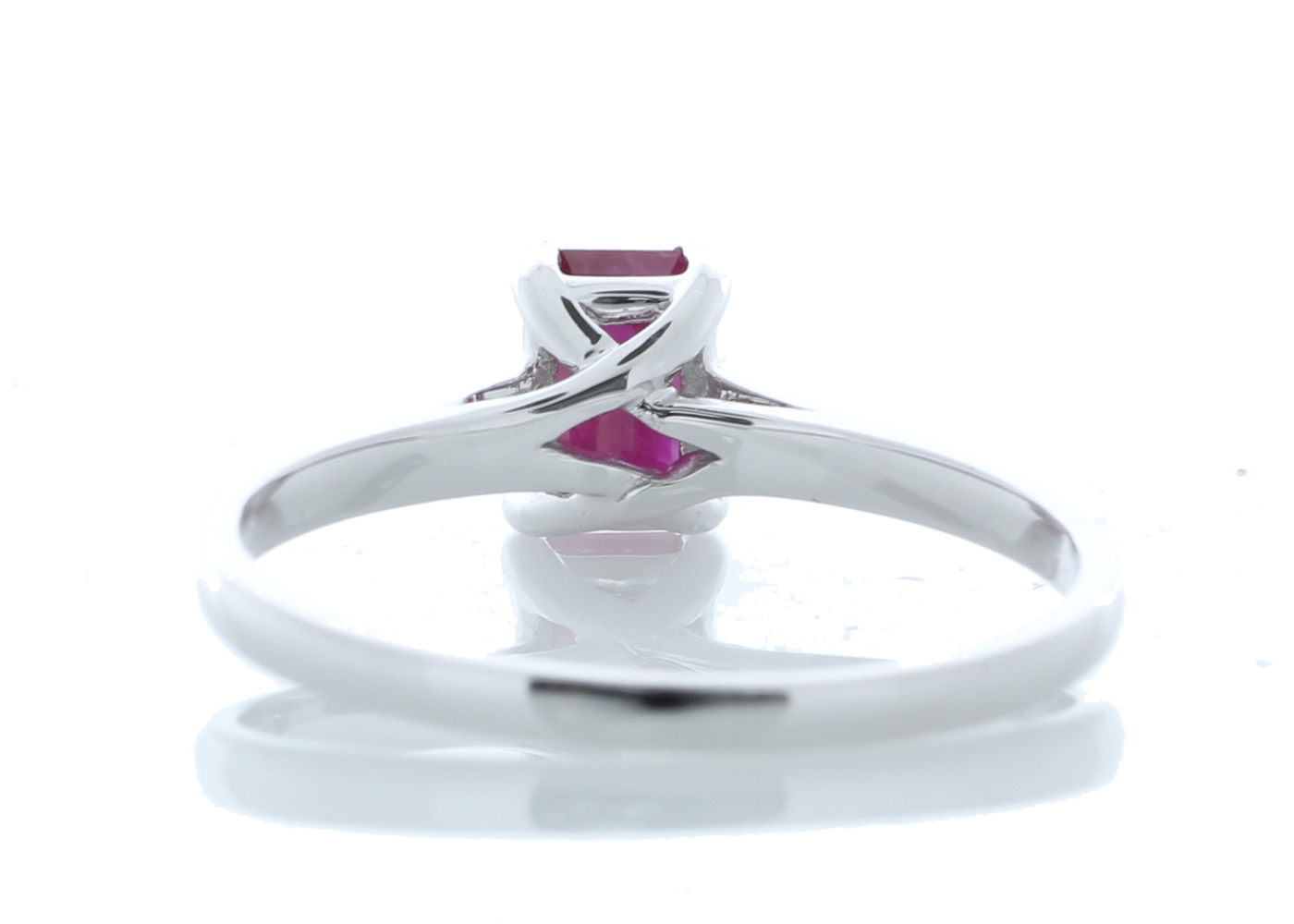 9ct White Gold Single Stone Emerald Cut Ruby Ring 0.70 Carats - Image 3 of 4