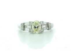 Platinum Oval Fancy Yellow Diamond Ring (0.70) 1.13 Carats