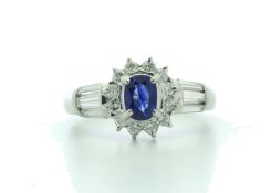 Platinum Cluster Diamond And Sapphire Ring (S0.60) 0.67 Carats