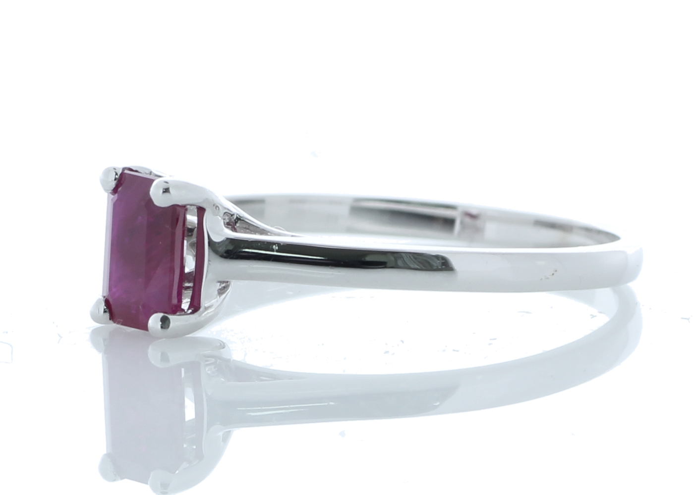 9ct White Gold Single Stone Emerald Cut Ruby Ring 0.70 Carats - Image 2 of 4