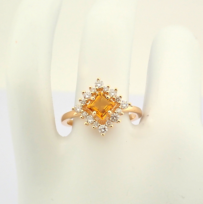 IDL Certificated 14K Rose/Pink Gold Diamond & Citrin Ring (Total 0.97 ct Stone) - Image 8 of 9