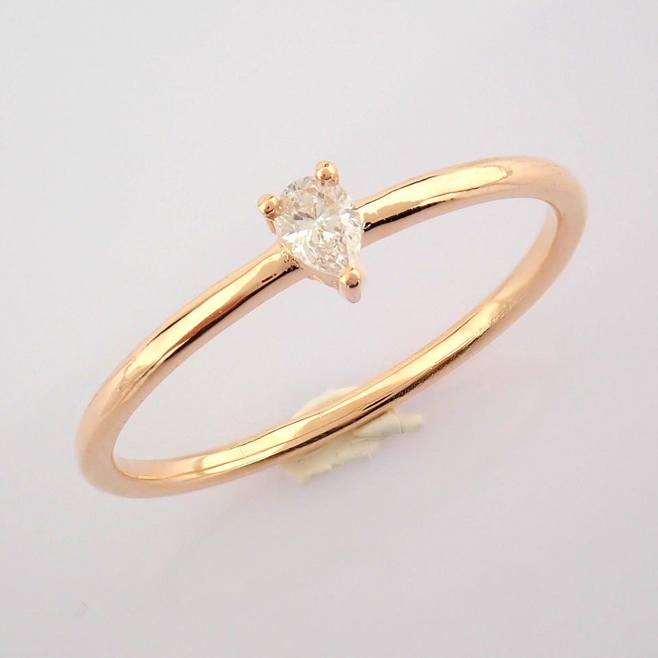 IDL Certificated 14K Rose/Pink Gold Diamond Ring (Total 0.11 ct Stone) - Image 8 of 11