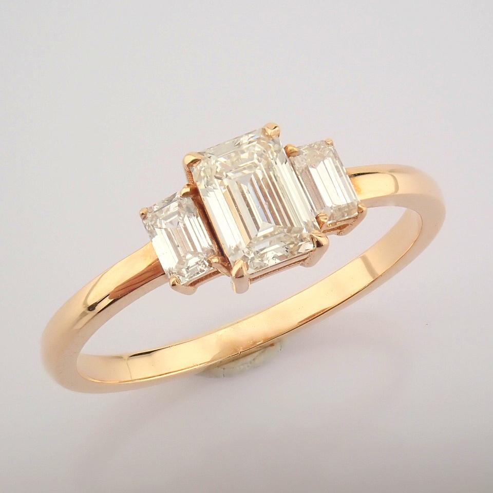 IDL Certificated 14K Rose/Pink Gold Emerald Cut Diamond Ring (Total 0.77 ct Stone) - Image 3 of 9