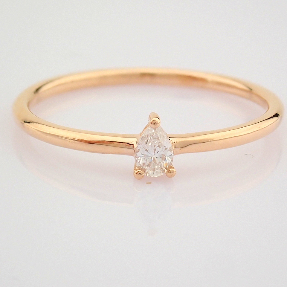 IDL Certificated 14K Rose/Pink Gold Diamond Ring (Total 0.11 ct Stone)
