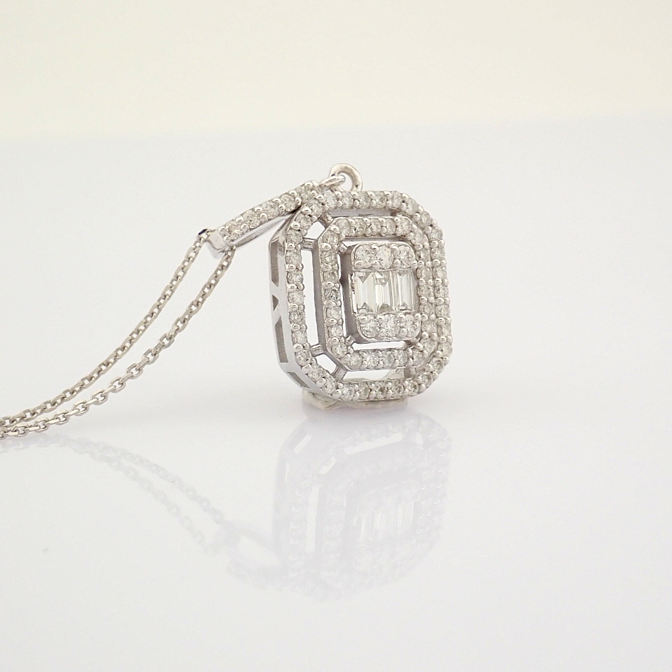 IDL Certificated 14K White Gold Baguette Diamond & Diamond Necklace (Total 0.47 ct Stone) - Image 7 of 8