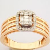 IDL Certificated 14K White and Rose Gold Baguette Diamond & Diamond Ring (Total 0.31 ct Stone)