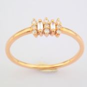 IDL Certificated 14K Rose/Pink Gold Diamond & Baguette Diamond Ring (Total 0.12 ct Stone)