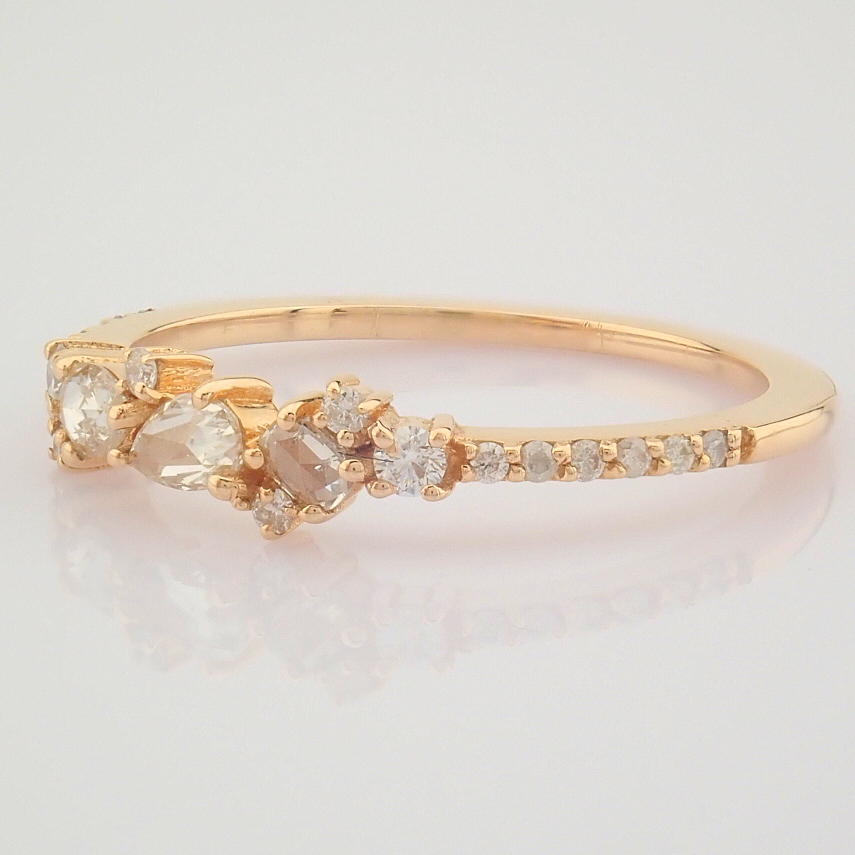 IDL Certificated 14K Rose/Pink Gold Rose Cut Diamond & Diamond Ring (Total 0.25 ct Stone) - Image 3 of 9