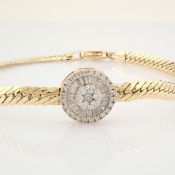 IDL Certificated 14K Yellow and White Gold Diamond & Baguette Diamond Bracelet (Total 0.51 ct Stone)