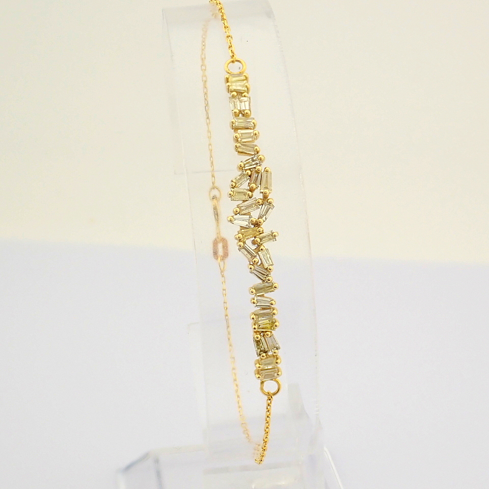 IDL Certificated 14K Yellow Gold Fancy Diamond Bracelet (Total 0.84 ct Stone) - Image 6 of 7