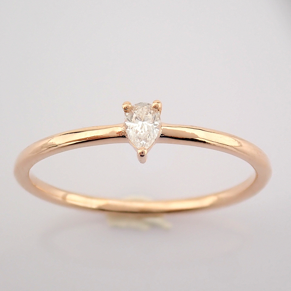 IDL Certificated 14K Rose/Pink Gold Diamond Ring (Total 0.11 ct Stone) - Image 7 of 11