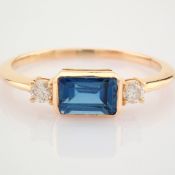 IDL Certificated 14K Rose/Pink Gold Diamond & London Blue Ring (Total 1 ct Stone)