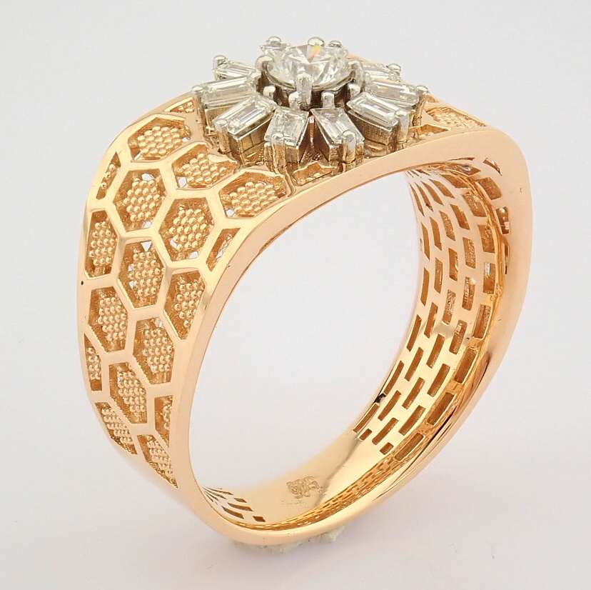 IDL Certificated 14K Rose/Pink Gold Baguette Diamond & Diamond Ring (Total 0.51 ct Stone) - Image 4 of 7