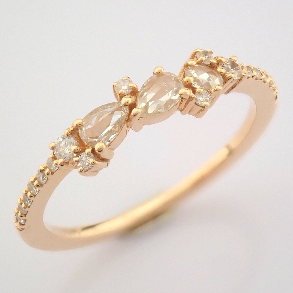 IDL Certificated 14K Rose/Pink Gold Rose Cut Diamond & Diamond Ring (Total 0.25 ct Stone) - Image 8 of 9