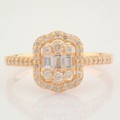 IDL Certificated 14K Rose/Pink Gold Diamond Ring (Total 0.51 ct Stone)