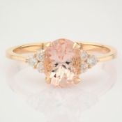IDL Certificated 14K Rose/Pink Gold Diamond & Morganite Ring (Total 1.21 ct Stone)