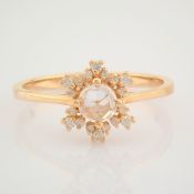 IDL Certificated 14K Rose/Pink Gold Rose Cut Diamond & Diamond Ring (Total 0.43 ct Stone)