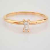 IDL Certificated 14K Rose/Pink Gold Baguette Diamond Ring (Total 0.08 ct Stone)