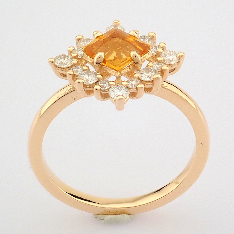 IDL Certificated 14K Rose/Pink Gold Diamond & Citrin Ring (Total 0.97 ct Stone) - Image 2 of 9