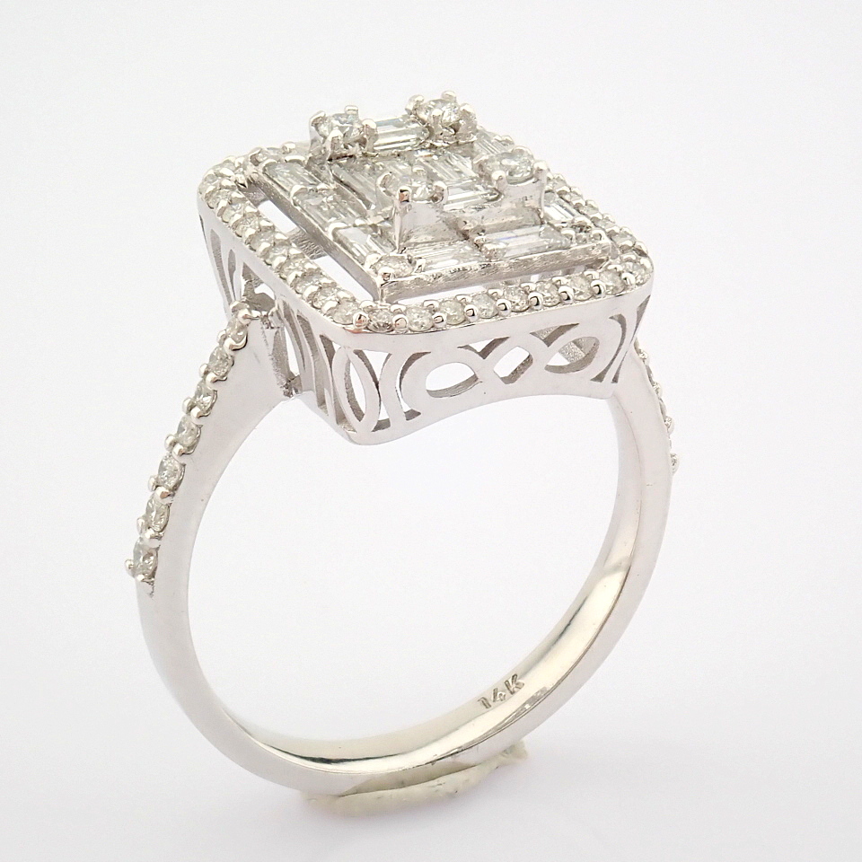 IDL Certificated 14K White Gold Baguette Diamond & Diamond Ring (Total 0.89 ct Stone) - Image 8 of 8