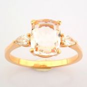 IDL Certificated 14K Rose/Pink Gold Pear Diamond & Morganite Ring (Total 1.71 ct Stone)