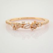 IDL Certificated 14K Rose/Pink Gold Rose Cut Diamond & Diamond Ring (Total 0.25 ct Stone)