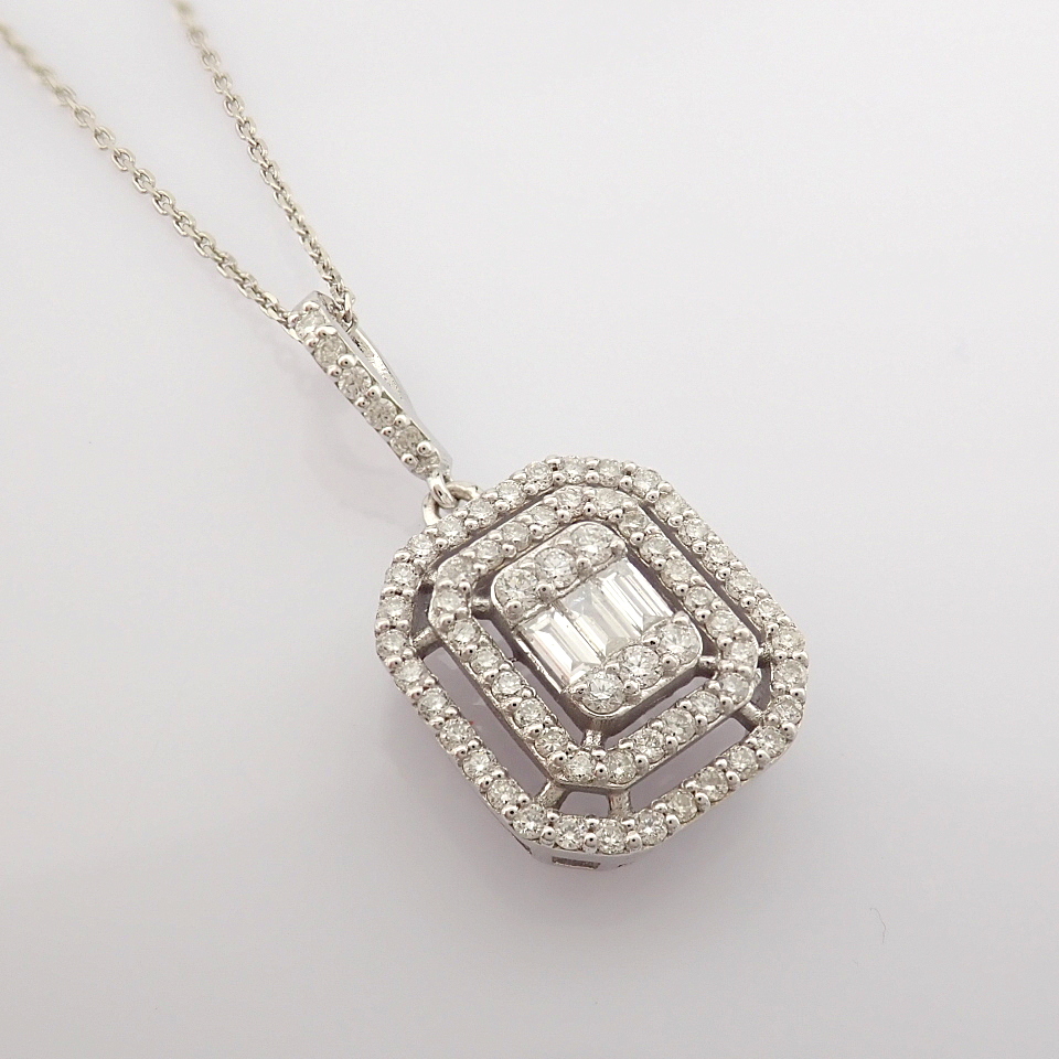 IDL Certificated 14K White Gold Baguette Diamond & Diamond Necklace (Total 0.47 ct Stone) - Image 2 of 8