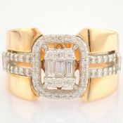 IDL Certificated 14K Rose/Pink Gold Baguette Diamond & Diamond Ring (Total 0.54 ct Stone)