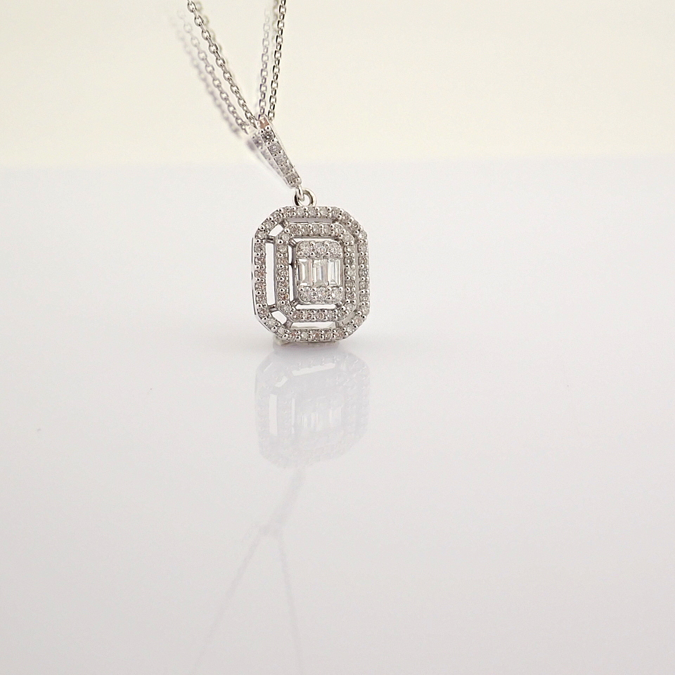 IDL Certificated 14K White Gold Baguette Diamond & Diamond Necklace (Total 0.47 ct Stone) - Image 6 of 8