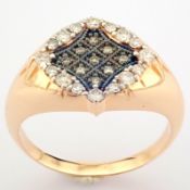 IDL Certificated 14K Rose/Pink Gold Diamond & Brown Diamond Ring (Total 0.38 ct Stone)