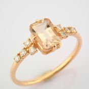 IDL Certificated 14K Rose/Pink Gold Diamond & Morganite Ring (Total 0.99 ct Stone)