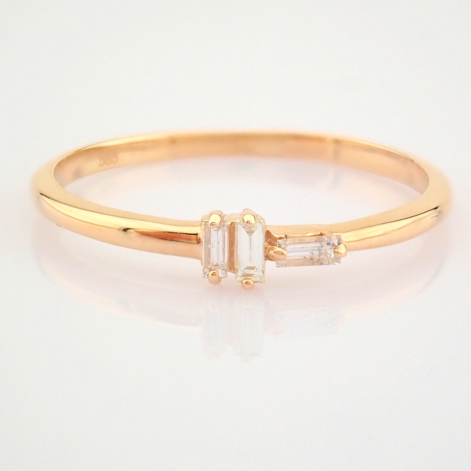 IDL Certificated 14K Rose/Pink Gold Baguette Diamond Ring (Total 0.09 ct Stone)