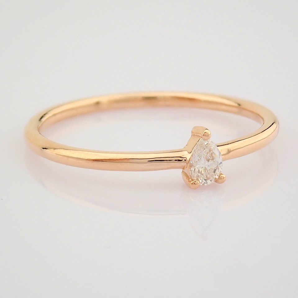 IDL Certificated 14K Rose/Pink Gold Diamond Ring (Total 0.11 ct Stone) - Image 5 of 11