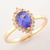 IDL Certificated 14K Rose/Pink Gold Diamond & Sapphire Ring (Total 0.81 ct Stone)