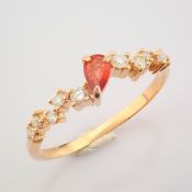 IDL Certificated 14K Rose/Pink Gold Diamond & Orange Sapphire Ring (Total 0.36 ct Stone)