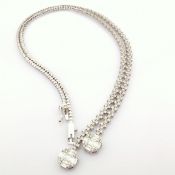 IDL Certificated 14K White Gold Baguette Diamond & Diamond Necklace (Total 3.52 ct Stone)