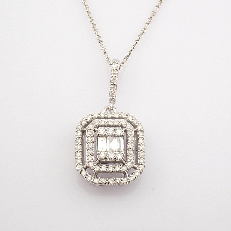 IDL Certificated 14K White Gold Baguette Diamond & Diamond Necklace (Total 0.47 ct Stone) - Image 8 of 8