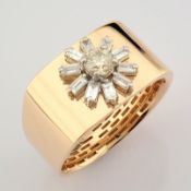 IDL Certificated 14K Rose/Pink Gold Fancy Diamond & Baguette Diamond Ring (Total 0.54 ct Stone)