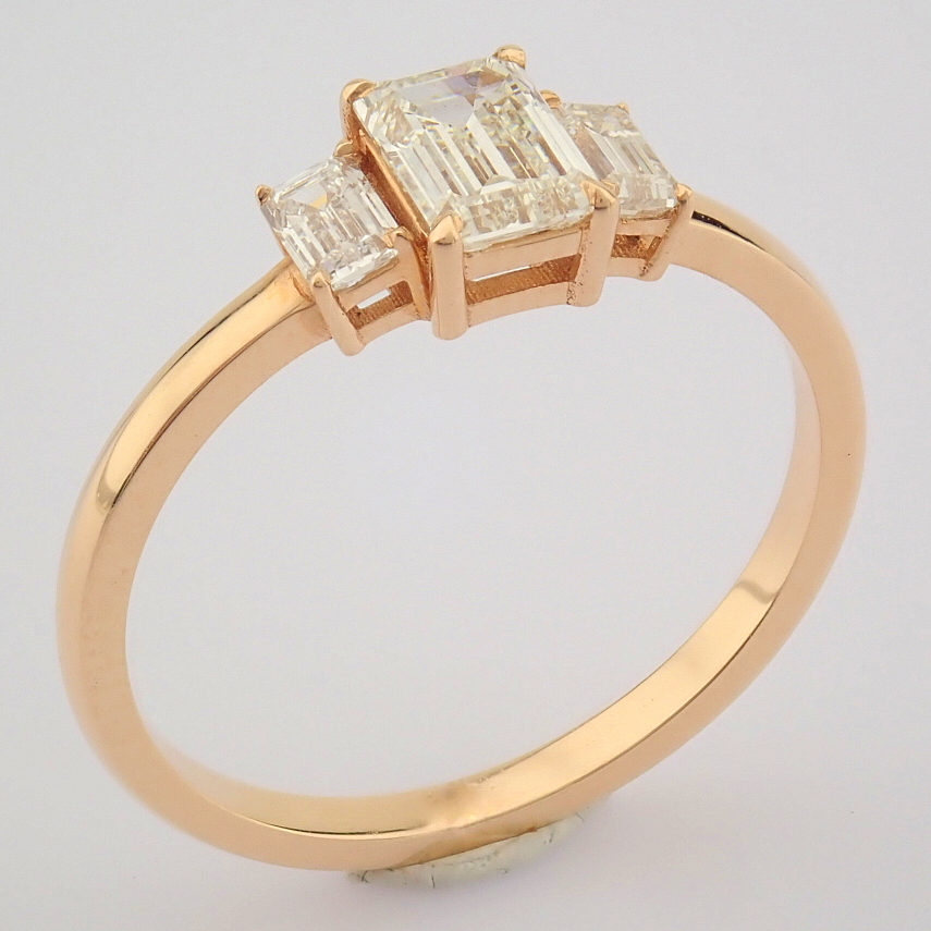 IDL Certificated 14K Rose/Pink Gold Emerald Cut Diamond Ring (Total 0.77 ct Stone) - Image 4 of 9