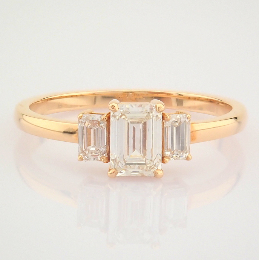 IDL Certificated 14K Rose/Pink Gold Emerald Cut Diamond Ring (Total 0.77 ct Stone) - Image 5 of 9