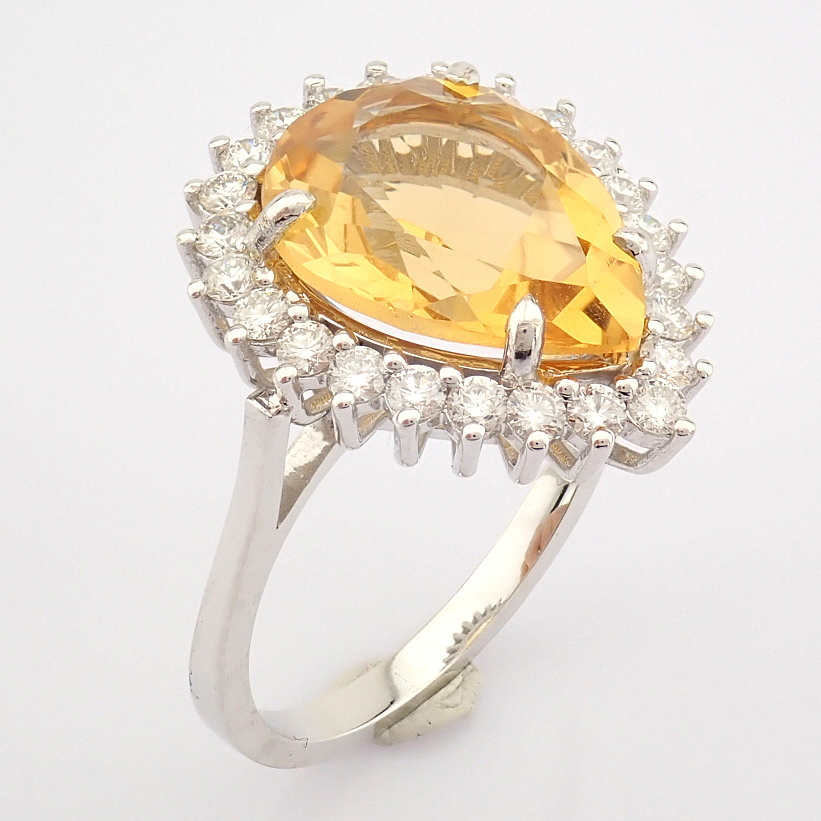 IDL Certificated 14K White Gold Diamond & Citrin Ring (Total 4.74 ct Stone) - Image 3 of 10