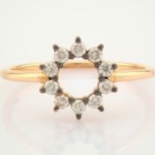 IDL Certificated 14K Rose/Pink Gold Diamond Ring (Total 0.18 ct Stone)