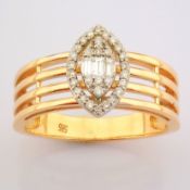 IDL Certificated 14K Rose/Pink Gold Baguette Diamond & Diamond Ring (Total 0.22 ct Stone)