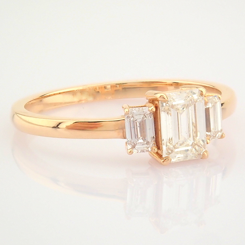 IDL Certificated 14K Rose/Pink Gold Emerald Cut Diamond Ring (Total 0.77 ct Stone) - Image 7 of 9