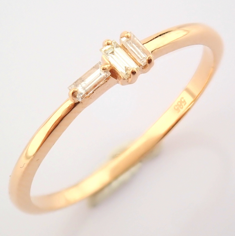 IDL Certificated 14K Rose/Pink Gold Baguette Diamond Ring (Total 0.09 ct Stone) - Image 9 of 10